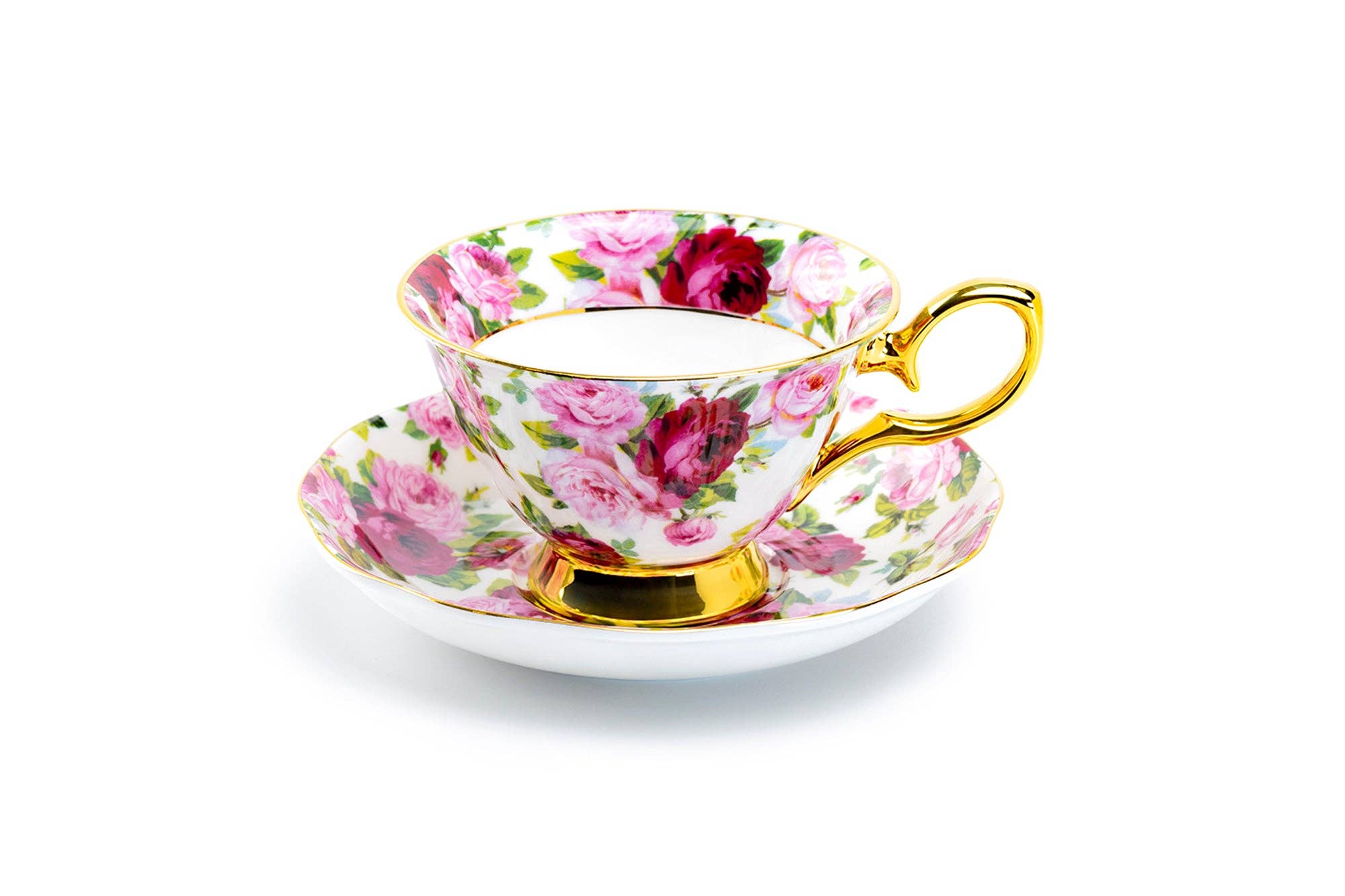 Pink Rose Gold 7oz Bone China Tea Cup and Saucer One Set