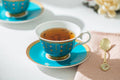 Royal Turquoise Voyage 6oz Bone China Tea Cup and Saucer