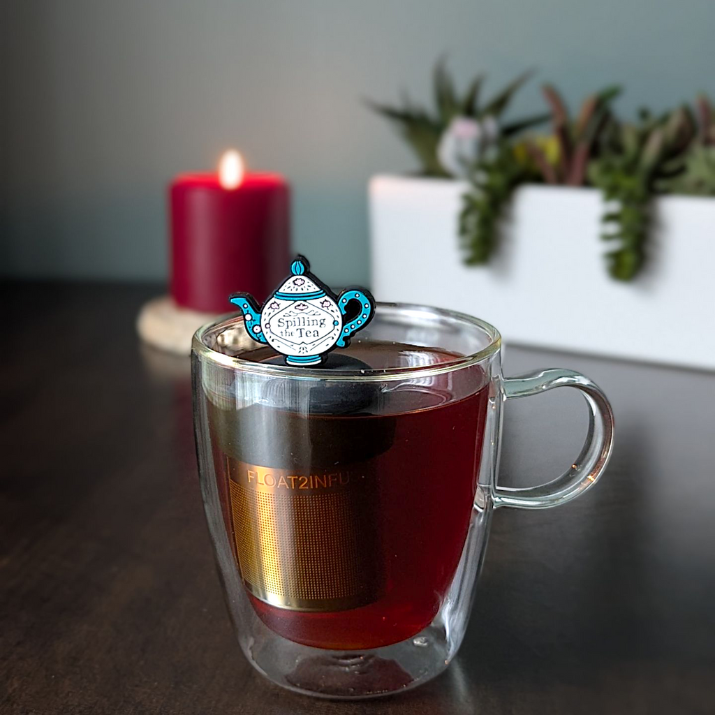 Spill the Tea | Floating Tea Infuser | Black Base | Blue