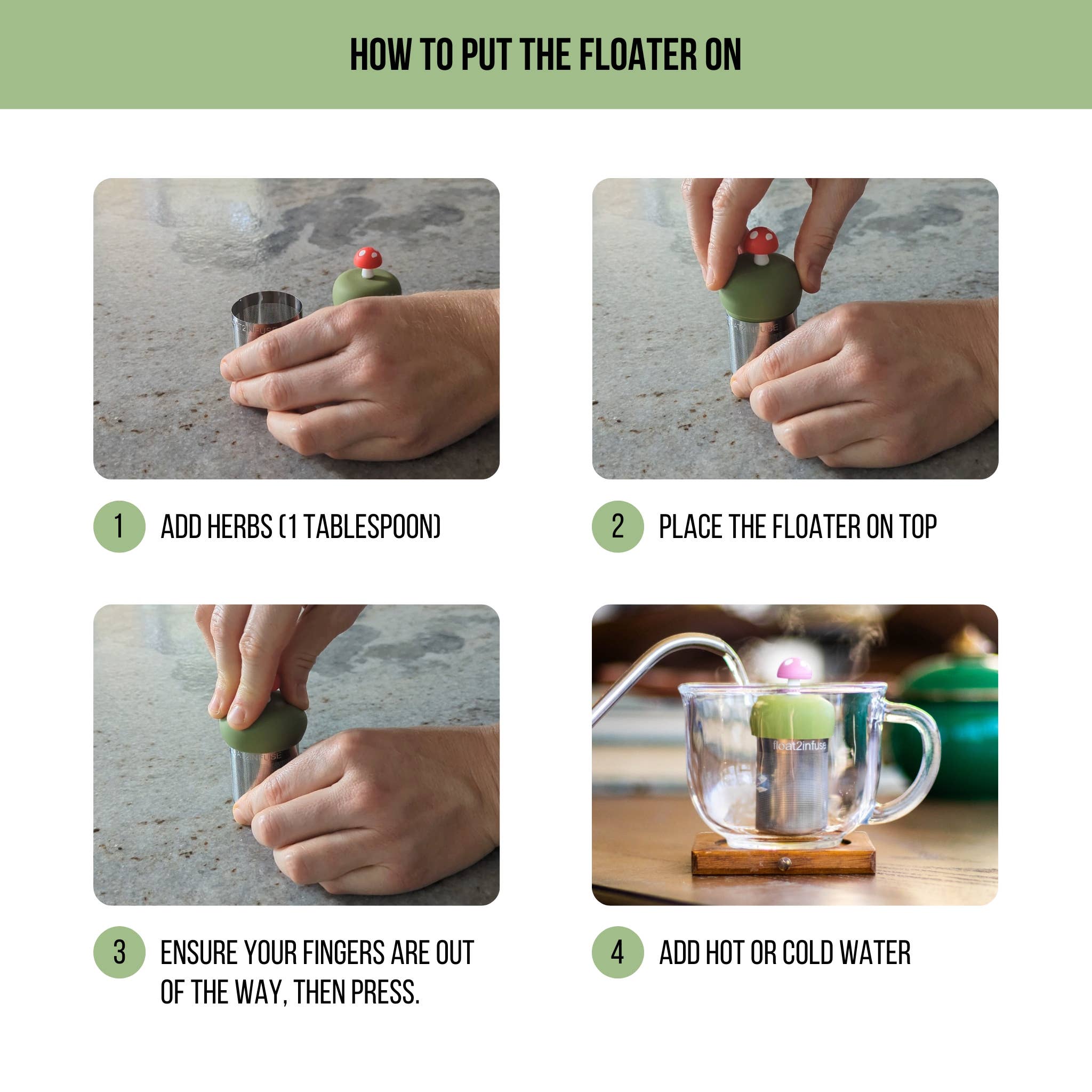 Crazy Cat Lady | Floating Tea Infuser | Green Base | White