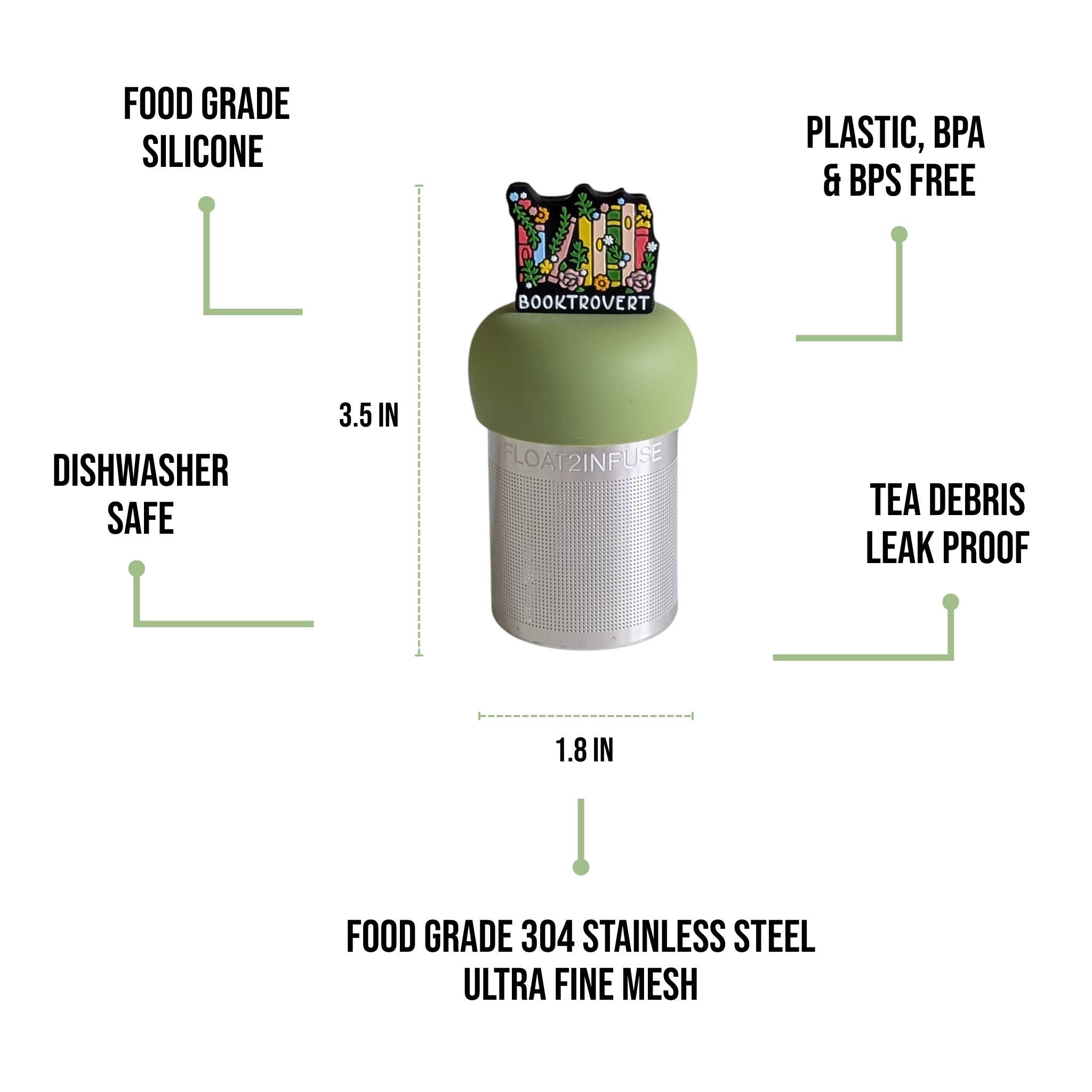 Booktrovert | Floating Tea Infuser | Green Base | BookTok