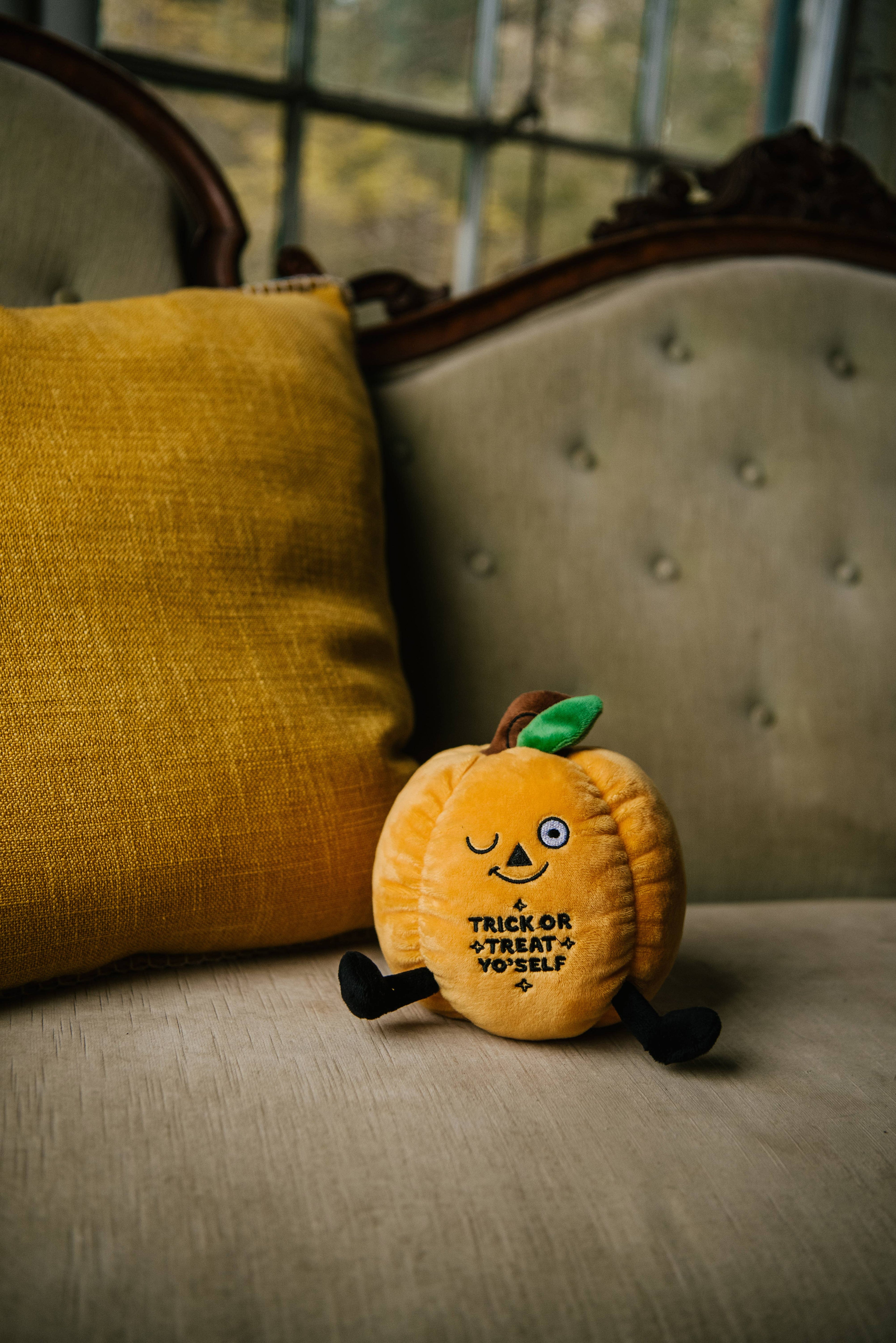 Plush Pumpkin  Trick Or Treat  Soft Cuddly Toy Funny Cute