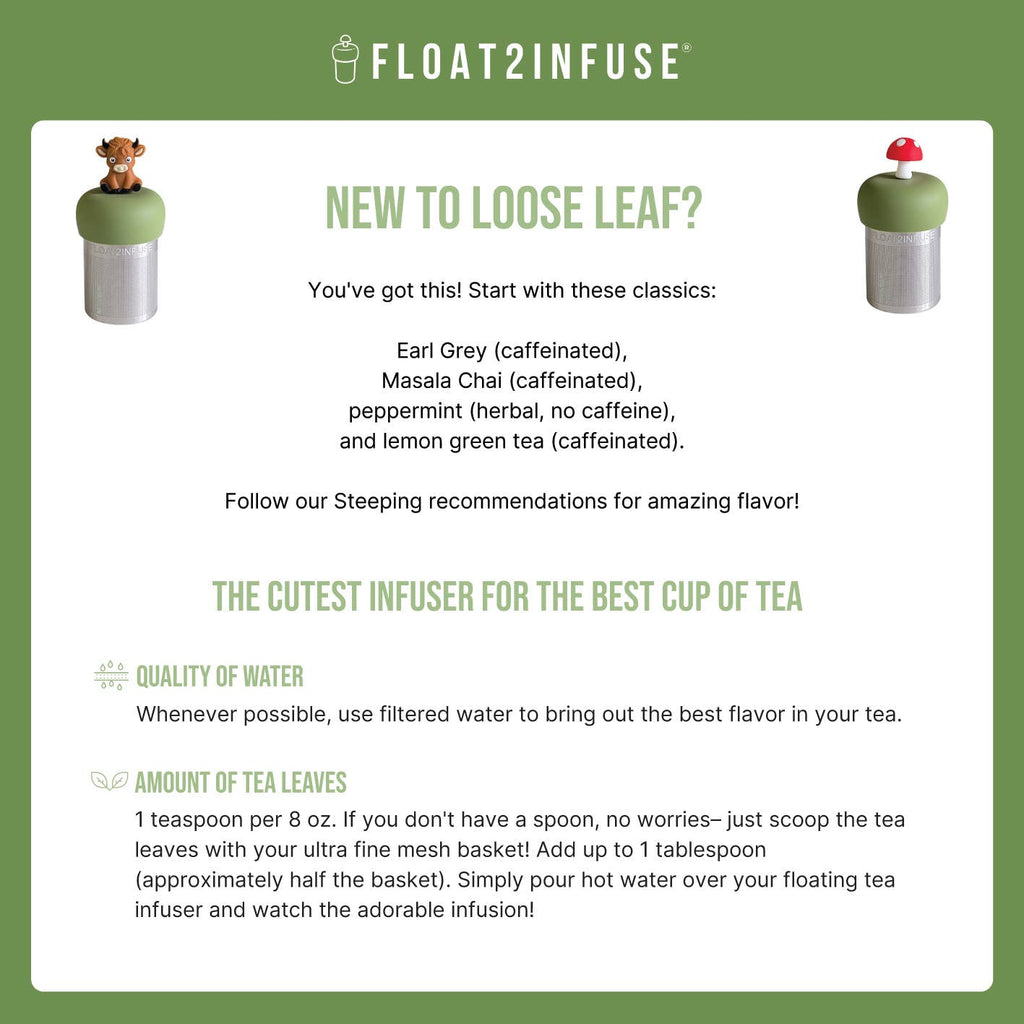 Heart Sloth| Floating Tea Infuser | Green Base | Brown Sloth