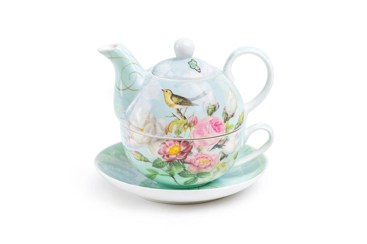 Robin's Rose Garden Fine Porcelain Tea For One Set