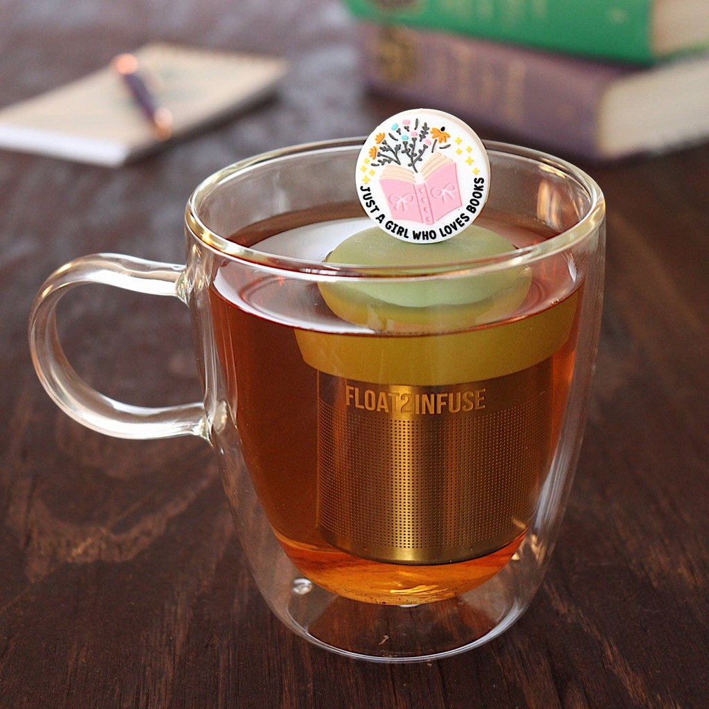 Girls Love Books| Floating Tea Infuser | Green Base | Pink