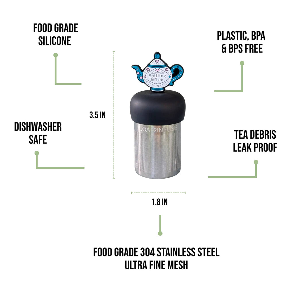 Spill the Tea | Floating Tea Infuser | Black Base | Blue