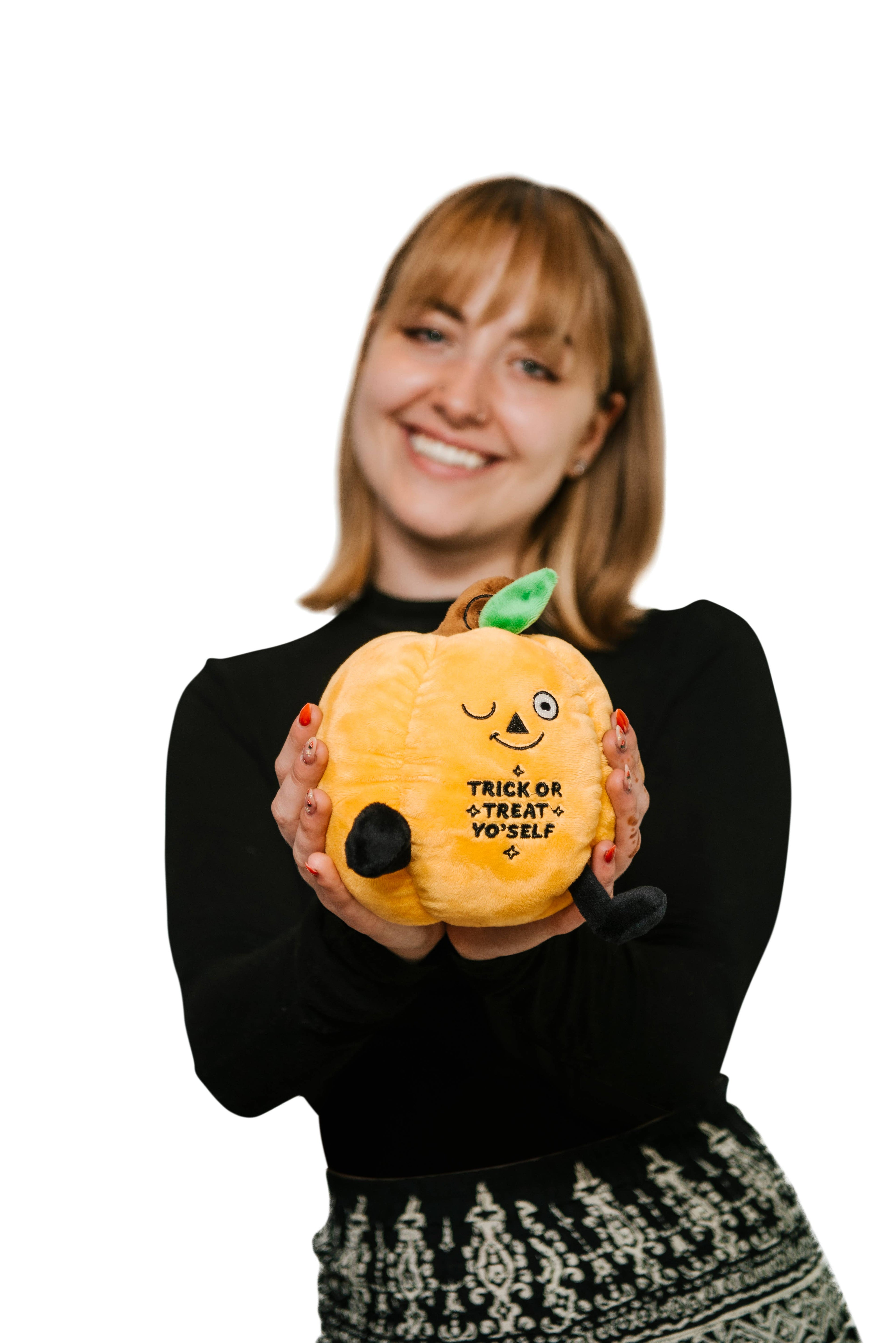 Plush Pumpkin  Trick Or Treat  Soft Cuddly Toy Funny Cute