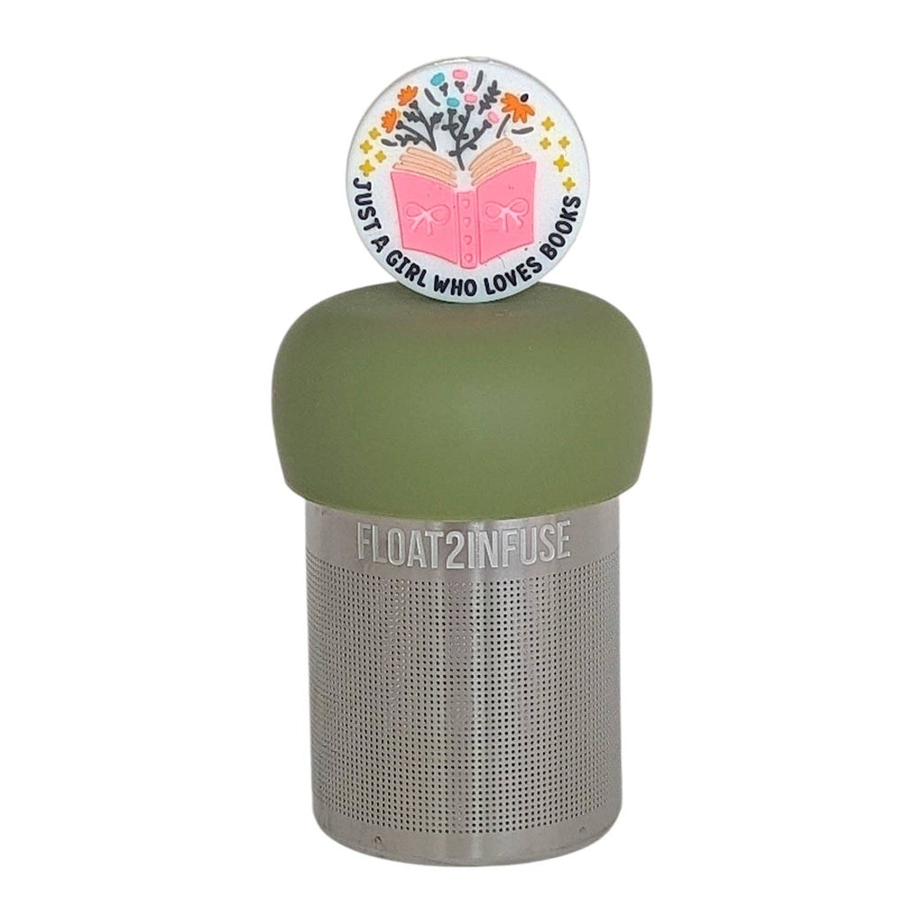 Girls Love Books| Floating Tea Infuser | Green Base | Pink