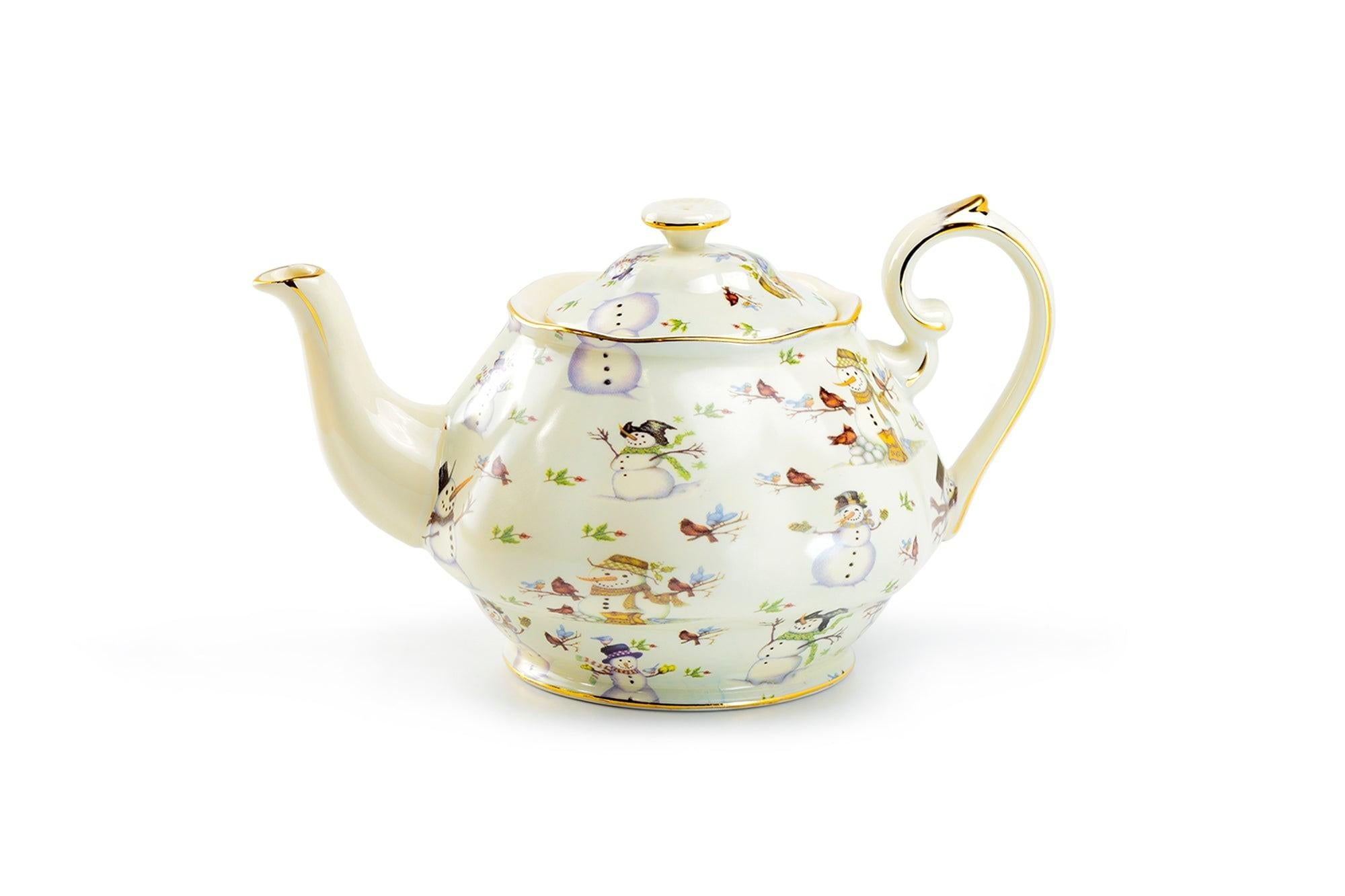 Grace Teaware Holiday Snowman 36oz Fine Porcelain Teapot